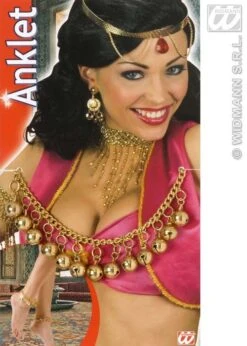 Harem Belly Dancer Anklet With Gold Bells 7 Harem Belly Dancer Anklet With Gold Bells -Halloween Fans Shop 2926Gbrs 02