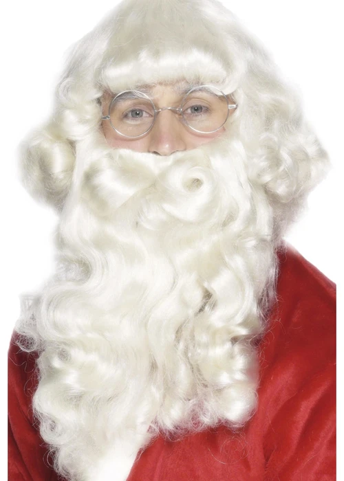 Adult Christmas White Santa Wig And Beard Set 3 Adult Christmas White Santa Wig And Beard Set
