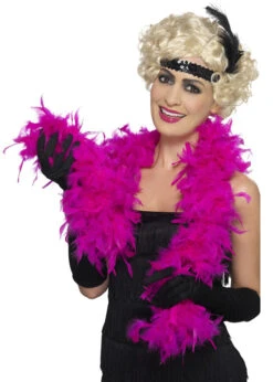 1920s Flapper Girl Fuchsia Pink Feather Boa