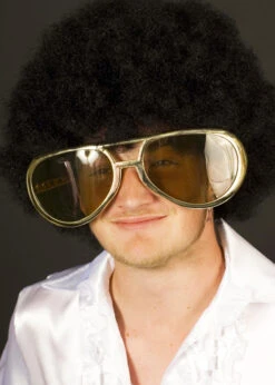 Mens 1970s Giant Gold Disco Glasses