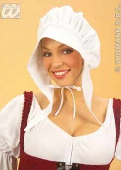Womens White Bonnet Medieval Hat