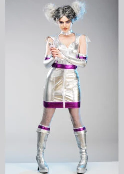 Womens Silver Alien Space Girl Costume
