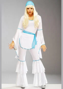 Womens 1970s White Abba Style Super Trooper Costume -Halloween Fans Shop 33483 white abba costume 02