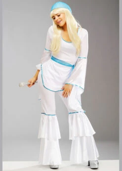 Womens 1970s White Abba Style Super Trooper Costume -Halloween Fans Shop 33483 white abba costume 03