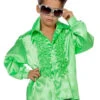Kids 70s Green Frilly Disco Shirt 1 Kids 70s Green Frilly Disco Shirt -Halloween Fans Shop 3476 Prs
