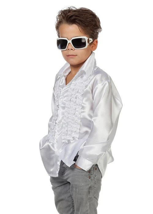 Kids 70s Disco White Frilly Disco Shirt 3 Kids 70s Disco White Frilly Disco Shirt