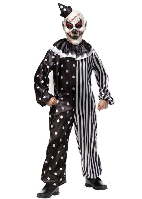Kids Halloween Black And White Killer Clown Costume 3 Kids Halloween Black And White Killer Clown Costume