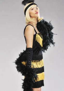 1920s Flapper Girl Deluxe Black Feather Boa