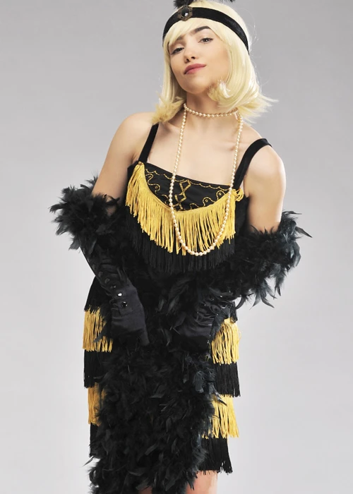 1920s Flapper Girl Deluxe Black Feather Boa 4 1920s Flapper Girl Deluxe Black Feather Boa - Image 2