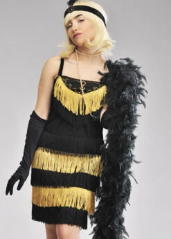 1920s Flapper Girl Deluxe Black Feather Boa 7 1920s Flapper Girl Deluxe Black Feather Boa -Halloween Fans Shop 38301 deluxe black 1920s feather boa 02