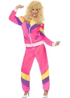 Womens 80s Pink Shell Suit Costume