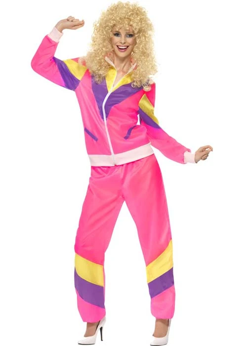 Womens 80s Pink Shell Suit Costume 3 Womens 80s Pink Shell Suit Costume