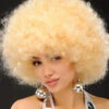 Womens 1970s Blonde Mega Afro Wig 2 Womens 1970s Blonde Mega Afro Wig -Halloween Fans Shop 42035 womens blonde 70s afro wig