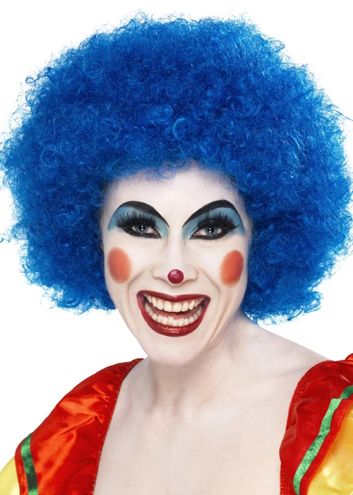 Bright Blue Curly Clown Wig 3 Bright Blue Curly Clown Wig
