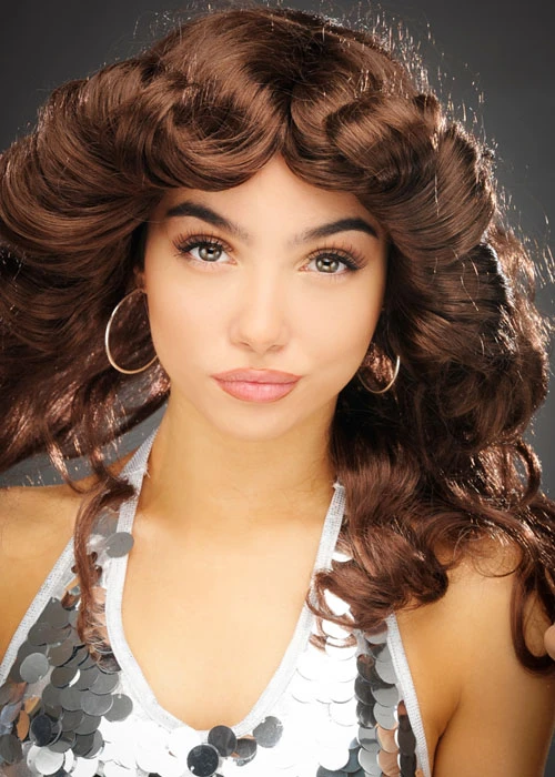 Womens 1970s Brown Flick Wig 4 Womens 1970s Brown Flick Wig - Image 2