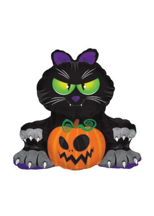 Halloween Evil Black Cat Mini Air Filled Balloon On Stick 3 Halloween Evil Black Cat Mini Air Filled Balloon On Stick