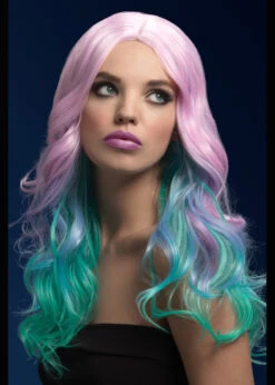Ladies Long Pastel Rainbow Ombre Fever Khloe Wig