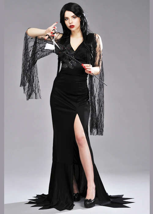 Womens Morticia Style Halloween Costume 3 Womens Morticia Style Halloween Costume