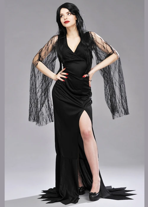 Womens Morticia Style Halloween Costume 6 Womens Morticia Style Halloween Costume - Image 4