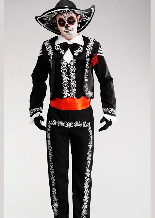 Adult Day Of The Dead Mexican Skeleton Costume 5 Adult Day Of The Dead Mexican Skeleton Costume - Image 3