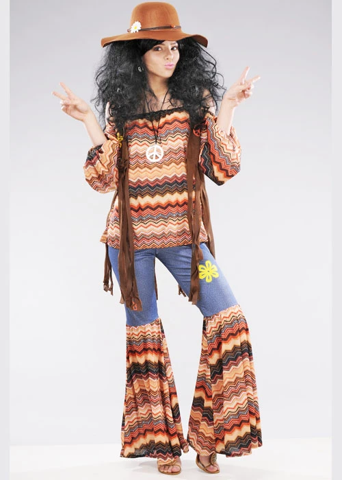 Ladies 1970s Brown Harmony Hippy Costume 4 Ladies 1970s Brown Harmony Hippy Costume - Image 2