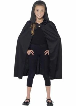 Childrens Halloween Black Hooded Cape