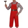 Mens Christmas Santa Worker Striped Elf Costume