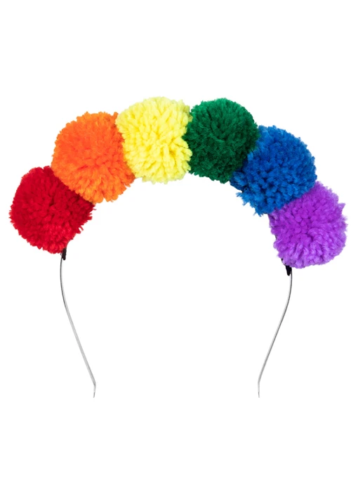 Bright Rainbow Llama Pom Pom Headband 4 Bright Rainbow Llama Pom Pom Headband - Image 2
