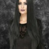 Womens Halloween Deluxe Long Black Witch Wig -Halloween Fans Shop 45048 deluxe long black morticia wig