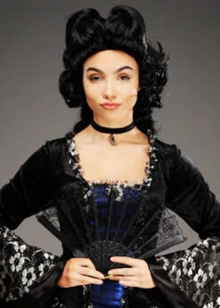 Womens Black Marie Antoinette Period Wig -Halloween Fans Shop 45088 black baroque lady wig 02