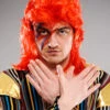 Mens 1970s Ziggy Stardust Style Red Wig