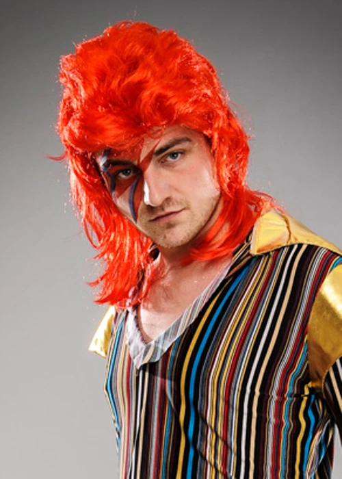 Mens 1970s Ziggy Stardust Style Red Wig 4 Mens 1970s Ziggy Stardust Style Red Wig - Image 2