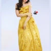 Adult Size Belle Style Long Gold Princess Costume 1 Adult Size Belle Style Long Gold Princess Costume -Halloween Fans Shop 45969 long belle princess costume