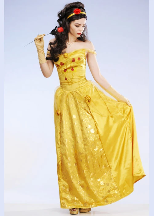 Adult Size Belle Style Long Gold Princess Costume 5 Adult Size Belle Style Long Gold Princess Costume - Image 3