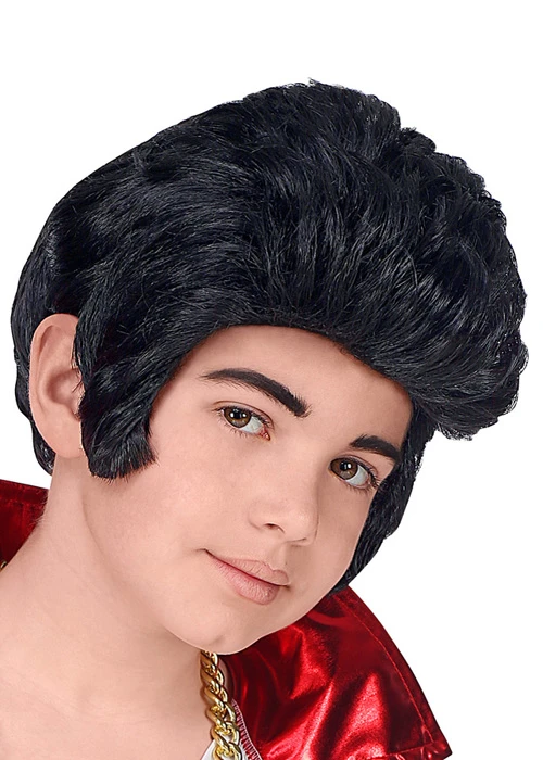 Childrens Size Black Elvis Style Rock N Roll Wig 3 Childrens Size Black Elvis Style Rock N Roll Wig