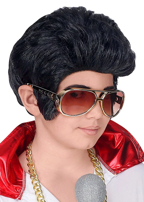 Childrens Size Black Elvis Style Rock N Roll Wig 4 Childrens Size Black Elvis Style Rock N Roll Wig - Image 2