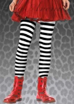 Kids Leg Avenue Black & White Striped Tights
