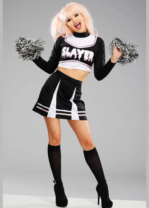 Ladies Cute Gothic Black Cheerleader Costume 3 Ladies Cute Gothic Black Cheerleader Costume