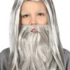 Childrens Size Long Grey Wizard Wig And Beard 1 Childrens Size Long Grey Wizard Wig And Beard -Halloween Fans Shop 48016 childrens wizard wig and beard