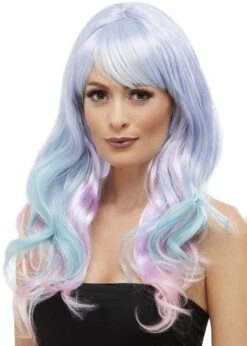 Ladies Deluxe Pastel Rainbow Unicorn Wig