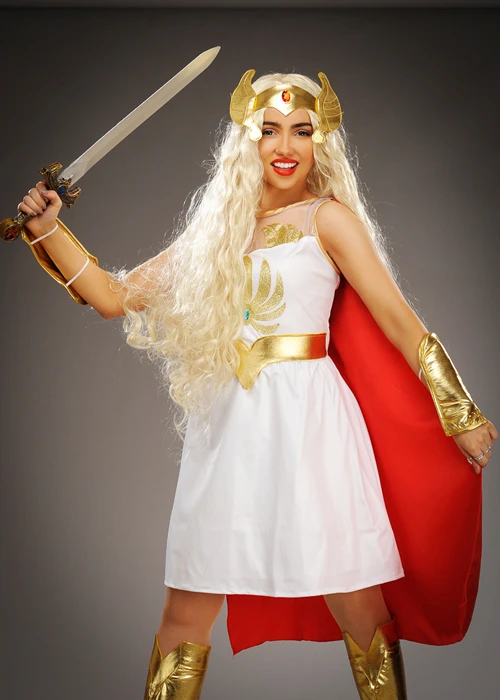 Womens 1980s Cartoon Glitter She-Ra Costume 3 Womens 1980s Cartoon Glitter She-Ra Costume