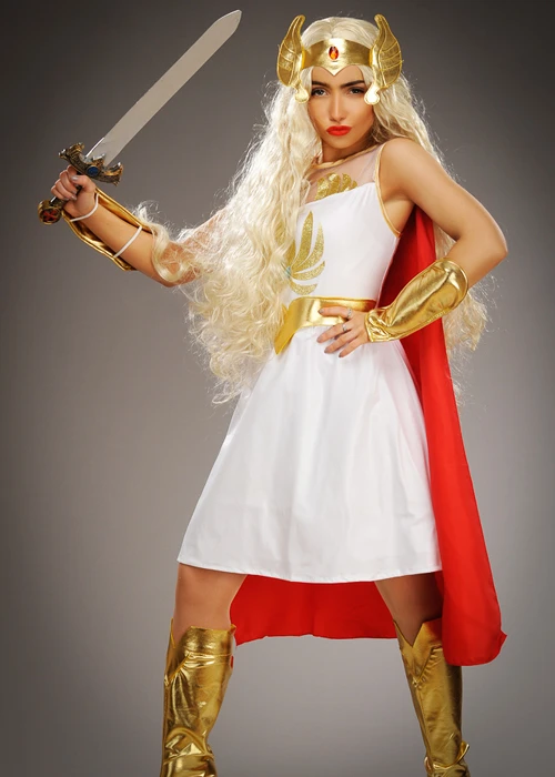 Womens 1980s Cartoon Glitter She-Ra Costume 4 Womens 1980s Cartoon Glitter She-Ra Costume - Image 2