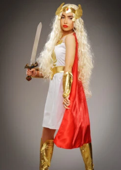 Womens 1980s Cartoon Glitter She-Ra Costume 8 Womens 1980s Cartoon Glitter She-Ra Costume -Halloween Fans Shop 50272 womens she ra costume 02