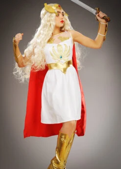 Womens 1980s Cartoon Glitter She-Ra Costume 9 Womens 1980s Cartoon Glitter She-Ra Costume -Halloween Fans Shop 50272 womens she ra costume 03