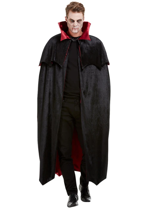 Deluxe Black Velvet Vampire Cape With Red Lining 4 Deluxe Black Velvet Vampire Cape With Red Lining - Image 2