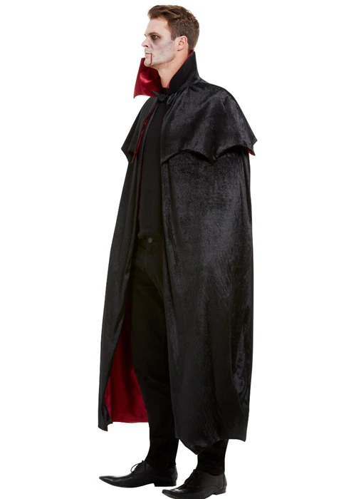Deluxe Black Velvet Vampire Cape With Red Lining 5 Deluxe Black Velvet Vampire Cape With Red Lining - Image 3