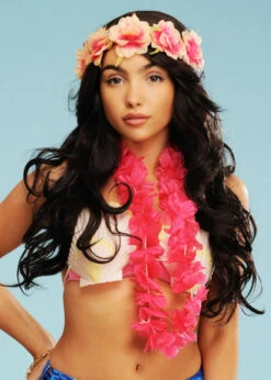 Hawaiian Pink Flower Lei Hula Garland