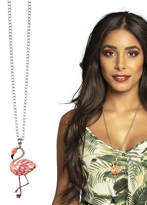 Pink Flamingo Necklace On Chain 3 Pink Flamingo Necklace On Chain