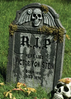 Halloween Party Deluxe Prop Victor Tombstone With Moss