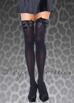 Womens Plus Size Black Stockings With Bows